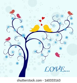 Card with funny colored birds