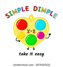Card with funny cute happy simple dimple characters. Vector hand drawn doodle style cartoon character illustration icon design. Cute simple dimple mascot character collection