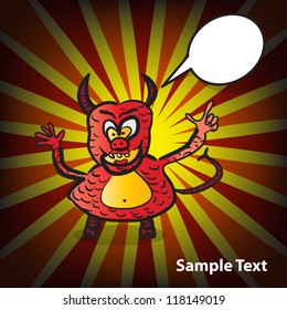 Card with funny devil