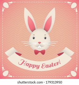 Card with funny easter bunny in vector