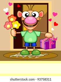 Card with funny man