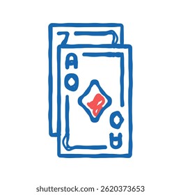 Vector del bosquejo del icono del doodle de la tabla del juego de cartas. signo de la tabla del juego de cartas. ilustración aislada del símbolo
