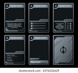 card game design with modern technology theme with silver color like iron, for game card design, print, and resources	