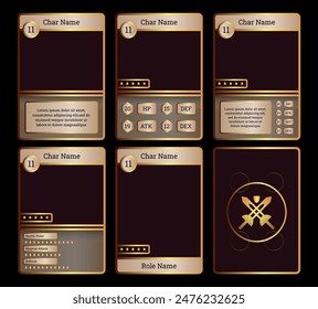 card game design with a turn-of-the-century theme and golden colors, for card game design, print and resources	
