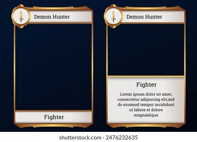 diseño de juegos de cartas con un tema de cambio de siglo y colores dorados, para el diseño de juegos de cartas, impresión y recursos	
