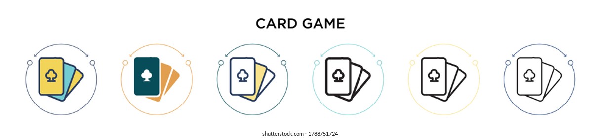 Card Game Icon In Filled, Thin Line, Outline And Stroke Style. Vector Illustration Of Two Colored And Black Card Game Vector Icons Designs Can Be Used For Mobile, Ui, Web