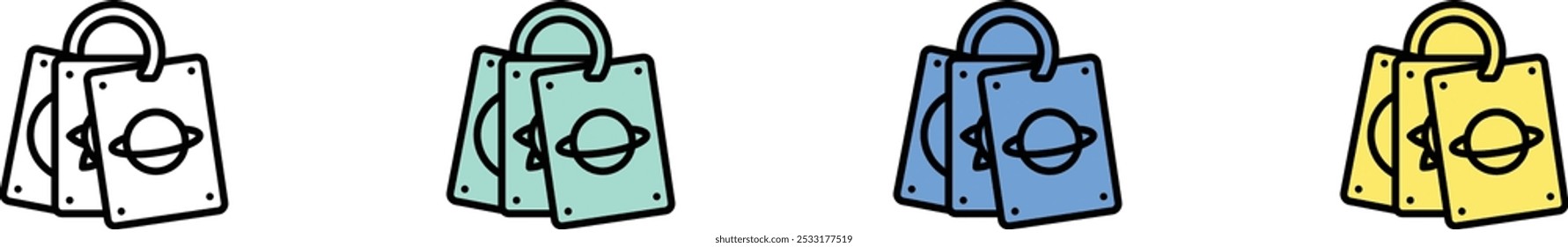 Card game icon. Outline, Green, Blue and Yellow Style Design Isolated On White Background