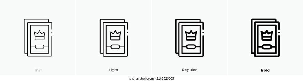 Card game icon. Thin, Light Regular And Bold style design isolated on white background