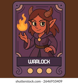 card game illustration with vectorized demon warlock character