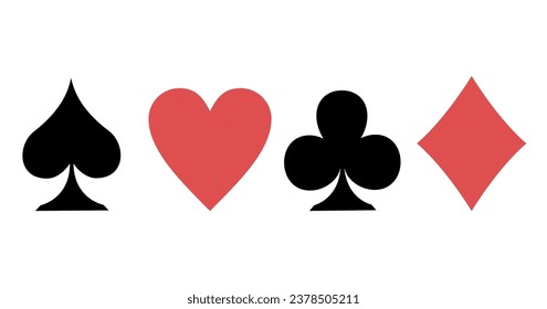Card game poker symbol icon sign shape isolated set. Vector flat graphic design illustration