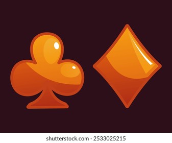 Card game poker symbol icon sign shape isolated set. Vector flat graphic design illustration