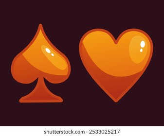 Card game poker symbol icon sign shape isolated set. Vector flat graphic design illustration