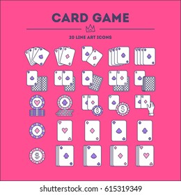Card Game vector icon (logo) set. 20 objects. All objects are Isolated.