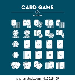 Card Game vector icon (logo) set. 20 objects. All objects are Isolated.