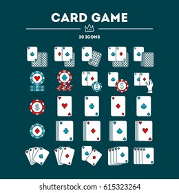 Card Game vector icon (logo) set. 20 objects. All objects are Isolated.