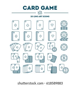 Card Game Vector Icon (logo) Set. 20 Objects. All Objects Are Isolated.