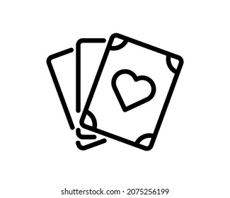 Card games simple black line web icon vector illustration. Editable stroke. 48x48 Pixel Perfect