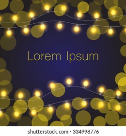 Card with garlands and place for text. Vector illustration