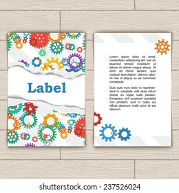 Card with Gears and Torn Paper
