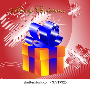 Card. A gift box on an abstract background