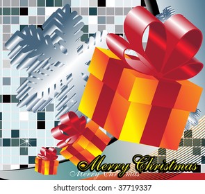 Card. A gift box on an abstract background