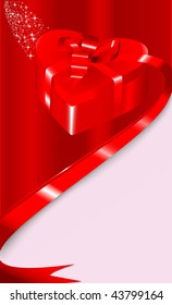 Card with a gift box in a shape of heart. Vector illustration
