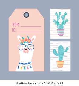 from and to card gift with cute character set design. vector illustration