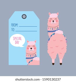 from and to card gift with cute character set design. vector illustration