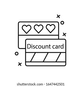 Tarjeta, icono de descuento de regalo. Línea simple, contorno vectorial elementos de iconos de día femenino para ui y ux, sitio web o aplicación móvil