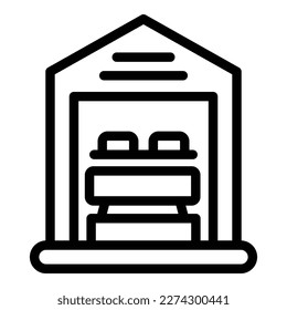 Card glamping icon outline vector. Forest house. Lodge vacation