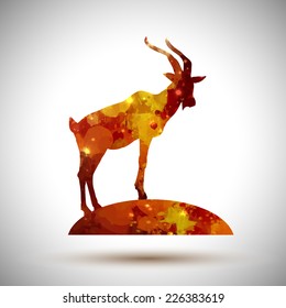 Card with goat. vector illustration