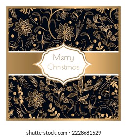 Card with gold Christmas elements. Vector