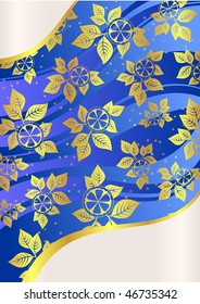 card with gold oranges