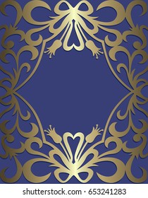 Card with golden frame and place for text