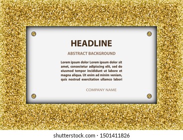 Card with golden glittering frame.