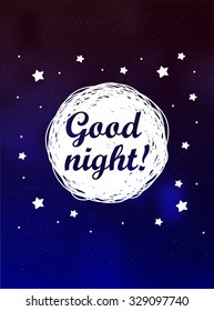 Card Good night card on sky background. Vector