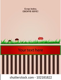 Card with grass and fungi 2. Vector eps8