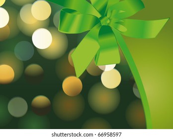Card with green bow vector background