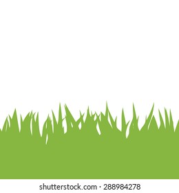 Card with green grass isolated on white background with empty space. Vector illustration.