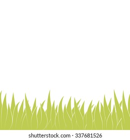 Card with green grass isolated on white background with empty space. Vector illustrator.
