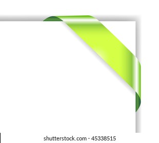 Card with green ribbon; clip-art