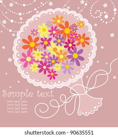 Card with greeting bouquet