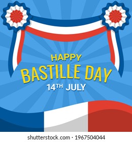 Card greeting to celebrating bastille day vector design