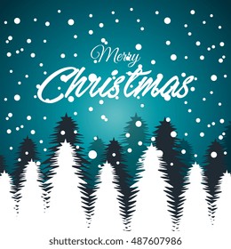 card greeting christmas snowfall with tree white graphic