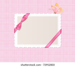 Card for greeting or congratulation on the pink  background