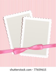 Card for greeting or congratulation on the pink floral background