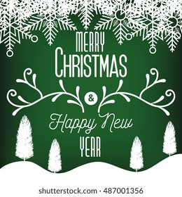 card greeting merry christmas and new year landscape graphic