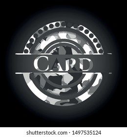 Card grey camo emblem. Vector Illustration.