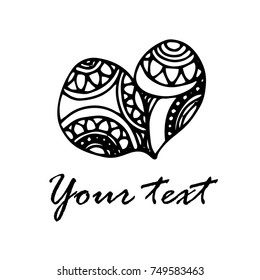 Card with grunge heart and pattern. Vector illustration.