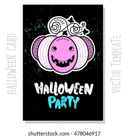 Card Halloween party. Template design for a poster, sticker, brochure, cover, advertising, invitation and more. Vector illustration. 